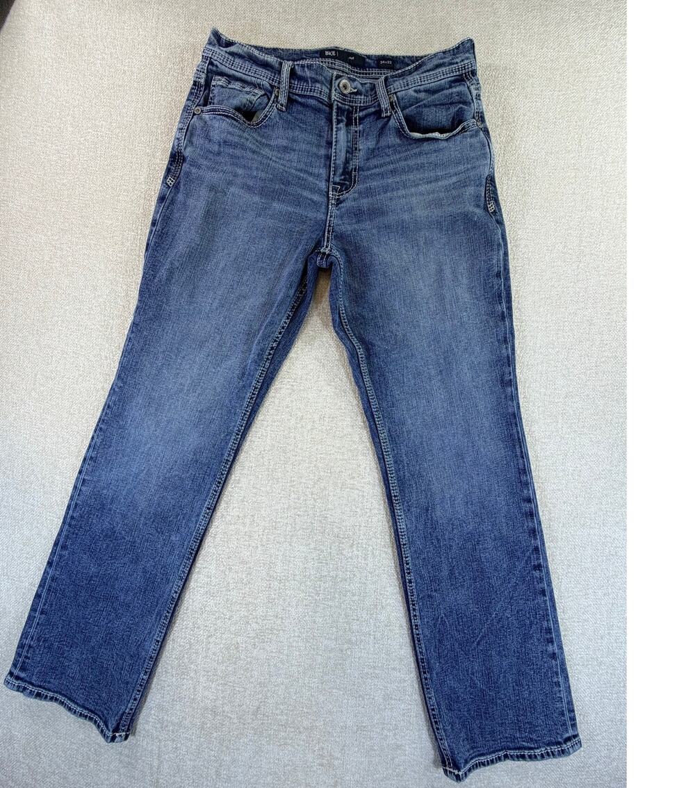 BKE Men's Blue 34x32 Jake Straight Leg Denim Jeans Western Casual Classic Pants